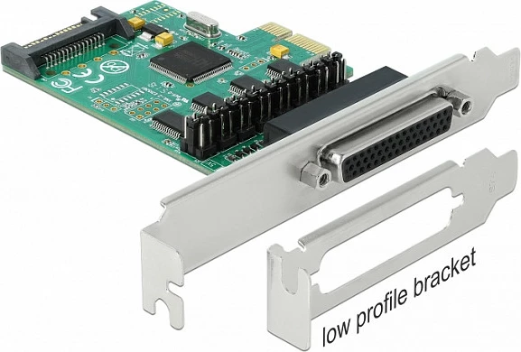 Kartelë PCIe DeLOCK WCH384L, 4x RS-232 Serial, full-height/low-profile, 5V/12V, e gjelbër