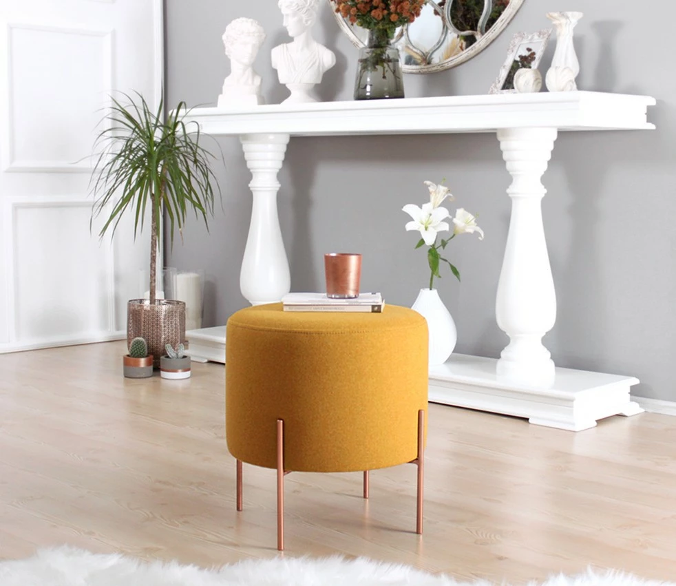 Puf Mustard Atelier del Sofa, këmbë bakri, 49