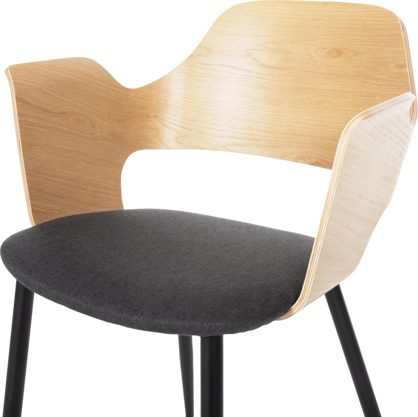 Karrige ngrënieje VELP FH9616.02 dru, ngjyrë natyrale-gri, këmbë metali të zeza, 55,5x50x79H cm, set prej 2 copë