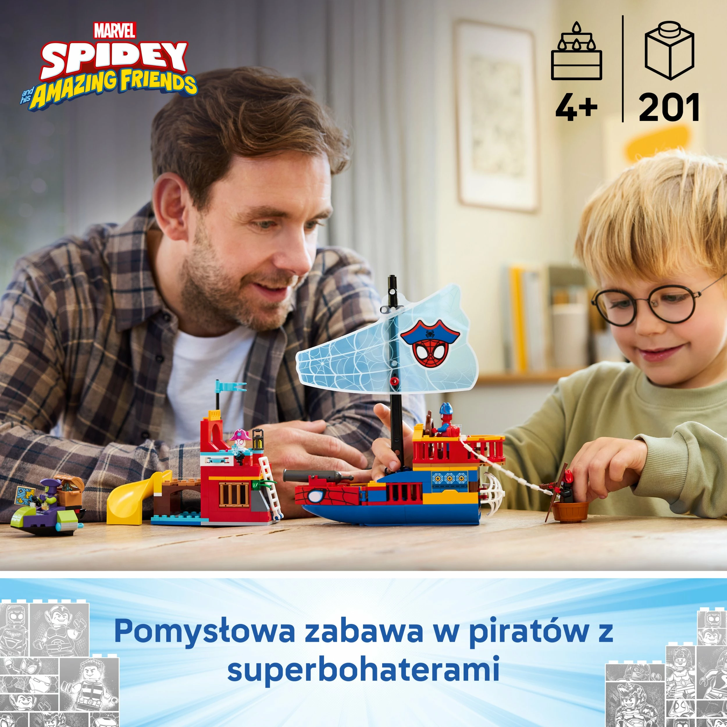 Set ndërtimi LEGO Marvel Team Spidey Pirate Ship 11208, 201 copë, 4+