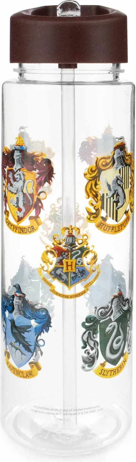 Shishe uji Pyramid Harry Potter Colourful Crest 700 ml, plastike me pipëz, kapak bordo