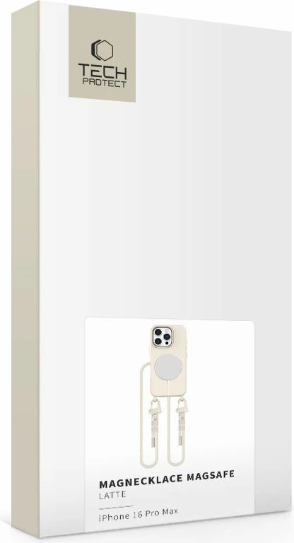 Mbështjellës Tech-Protect MagNecklace për iPhone 16 Pro Max, MagSafe, Bezhe me litar