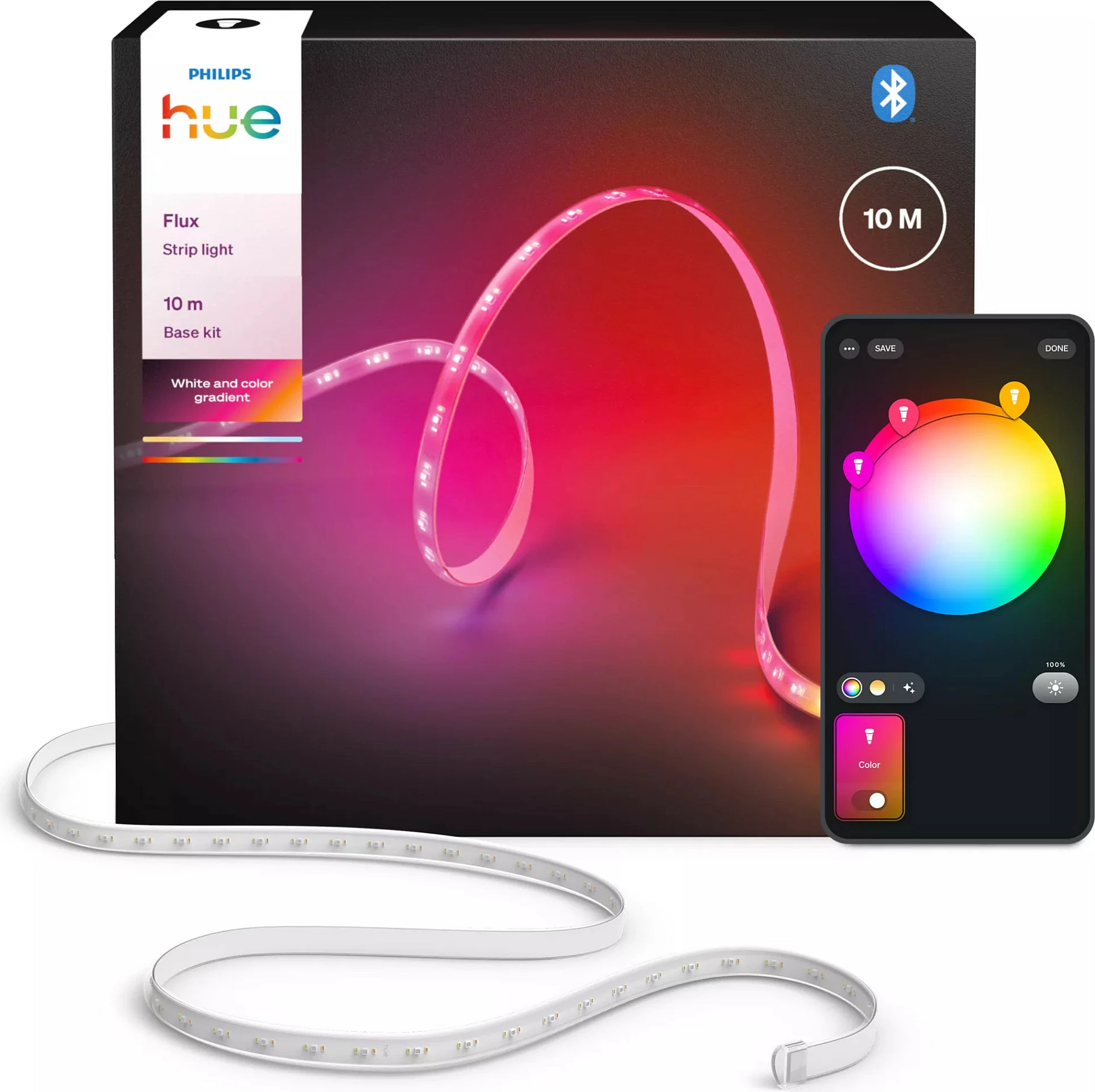 Shirit LED smart Philips Hue 8721103088215, Bluetooth/Zigbee, 10 m, 2000 lm, multi-ngjyrësh