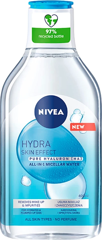 Ujë micelar për fytyrë Nivea Hydra Skin Effect për femra, 400ml