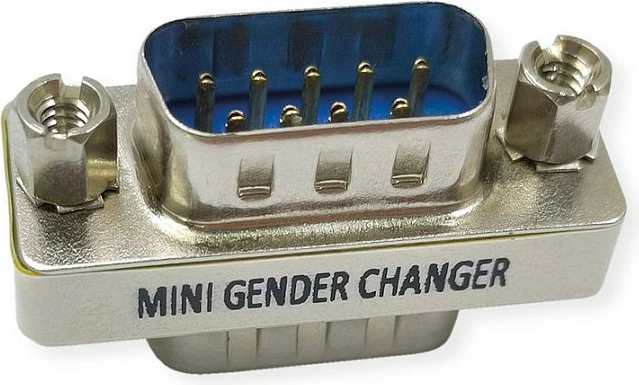 Adapter VALUE Mini Gender Changer DB9 mashkull-mashkull, 9-pin, argjendtë