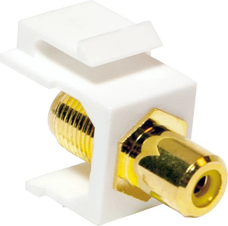 Adapter keystone LogiLink, RCA femër në F femër, i verdhë