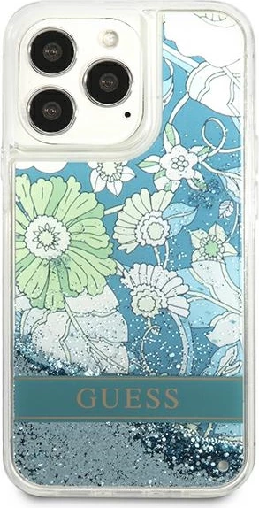 Mbështjellës Guess Flower Liquid Glitter për iPhone 13/13 Pro 6.1", Gjelbër