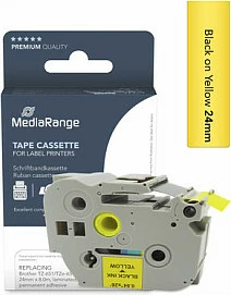 Kasetë shirit etikete MediaRange MRBTZ651, kompatibile Brother TZe-651, 24mm, e verdhë/tekst i zi