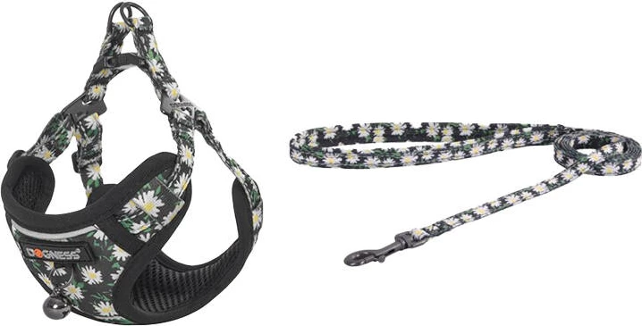 Set për ecje për mace Dogness CAT SET DAISY, litar 1.5m, multikolor