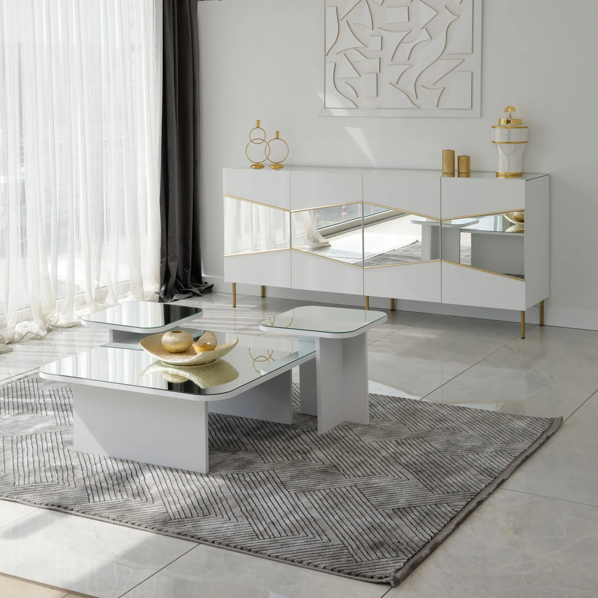 Set tavolinash kafeje Hanah Home, Jazz, e bardhë