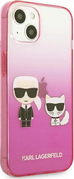 Mbështjellës Karl Lagerfeld KLHCP13STGKCP për iPhone 13 mini 5.4", hardcase, rozë Gradient Ikonik Karl & Choupette