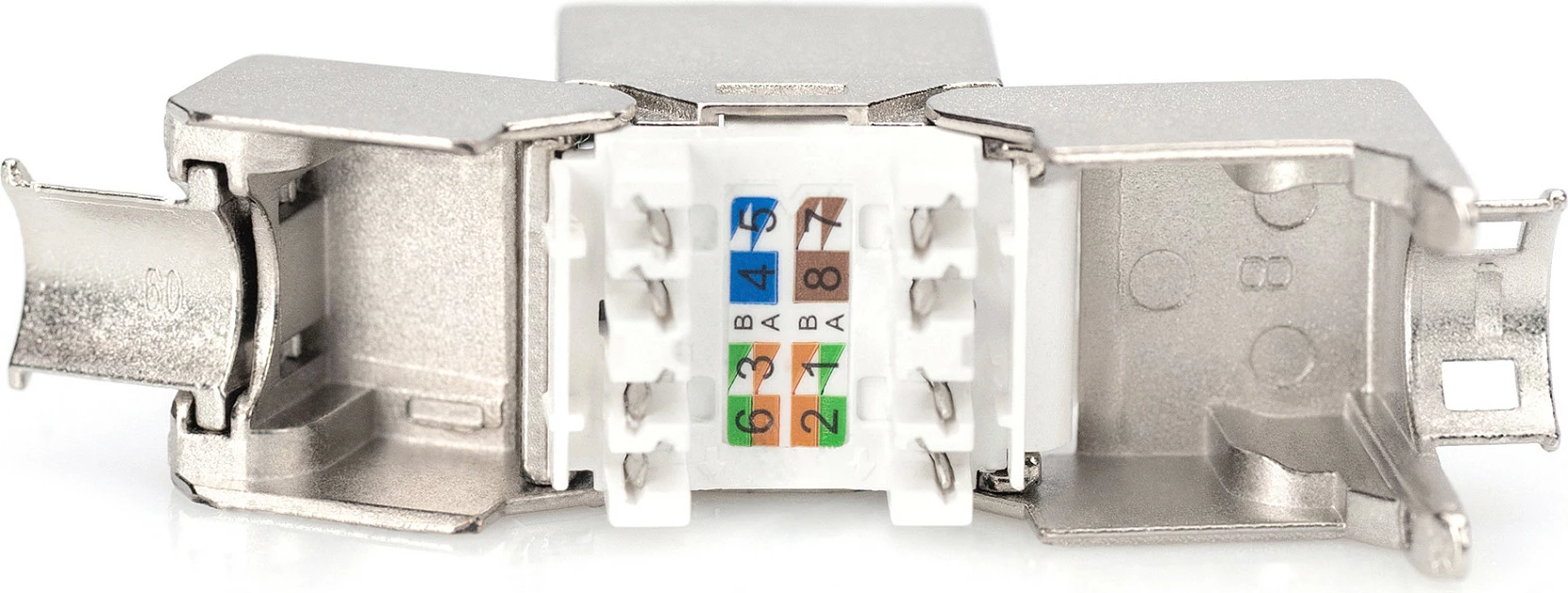 Modul Keystone Digitus DN-93612-1, CAT6A i mbrojtur, RJ-45 Female-Female, instalim pa vegla, argjend