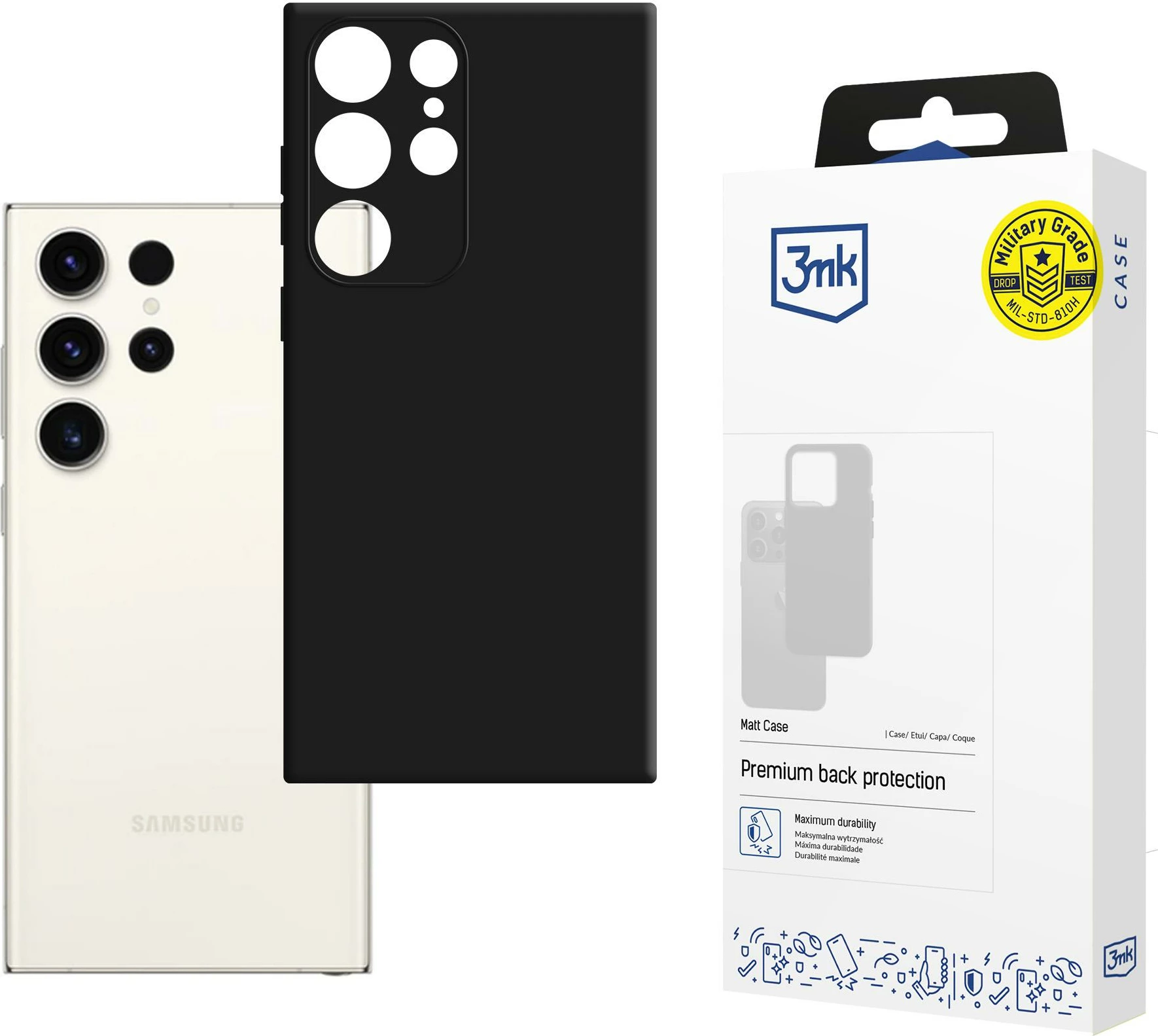 Mbështjellës 3mk Protection Matt Case për Samsung Galaxy S23 Ultra, i zi, në kuti