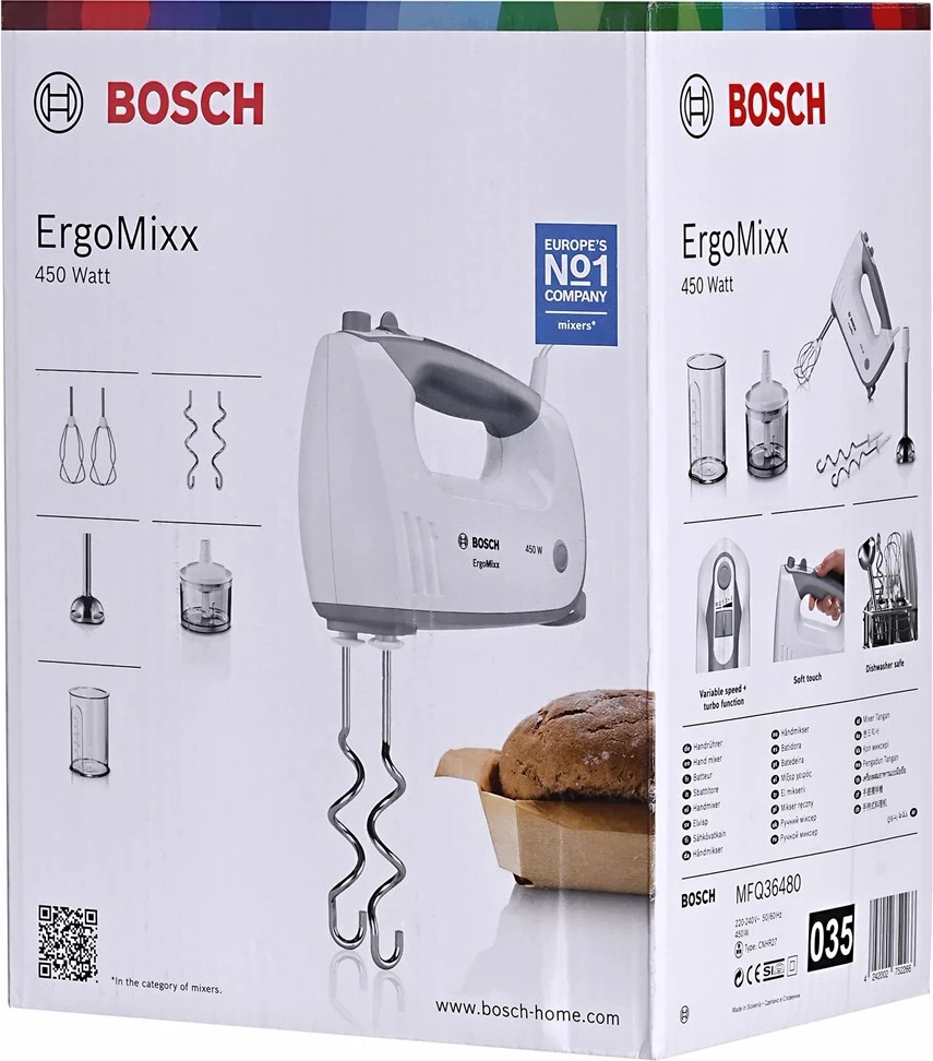 Mikseri dorës Bosch MFQ36480, 450 W, Gri dhe Bardhë