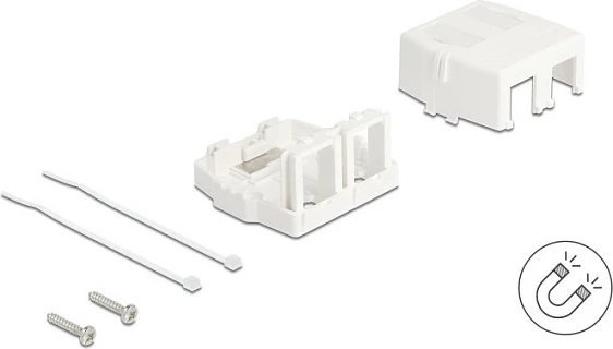 Kuti lidhëse Keystone DeLOCK 85843, snap-in për 2 module, plastik, 545 x 573 x 324 mm, e bardhë