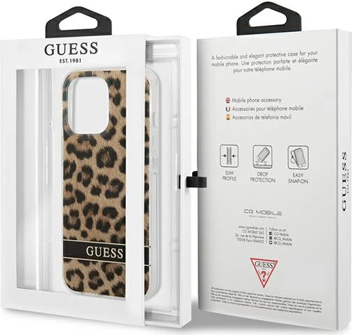 Mbështjellës Guess GUHCP13LHSLEOW për iPhone 13/13 Pro 6.1", hardcase, Leopard, kafe