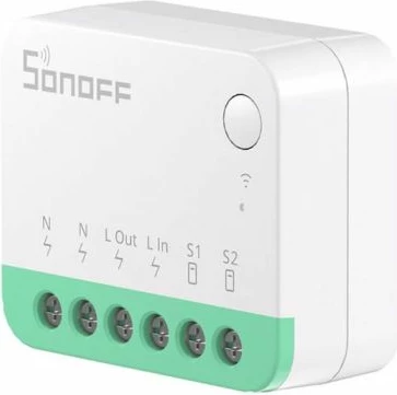 Switch smart Wi‑Fi SONOFF MINIR4M, Matter, 10A/2400W, 2.4GHz, i bardhë/jeshile