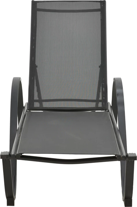 Shezlong me krahë, alumini dhe tekstilene, ngjyrë gri e errët, 200x62x35