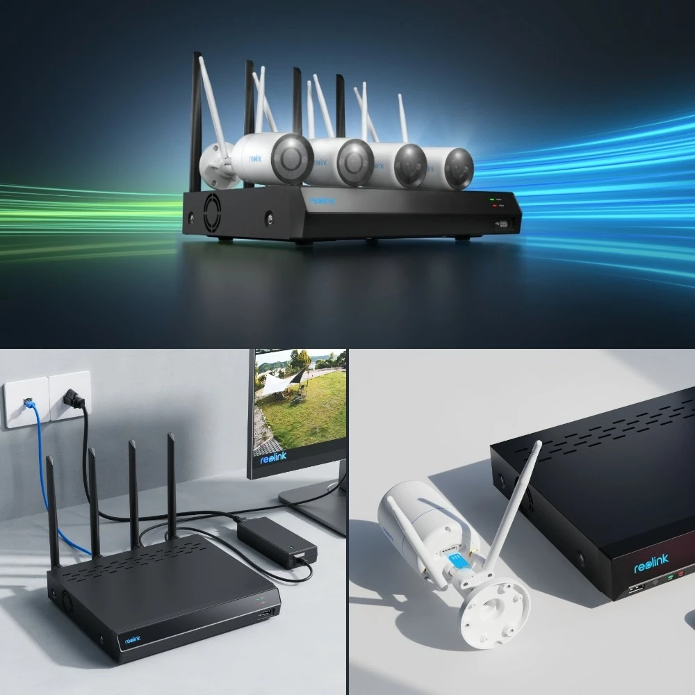 Sistem kamerash sigurie Reolink NVS12-8MB4W, 4K, Wi-Fi 6, 12 kanale, 2TB HDD, i bardhë