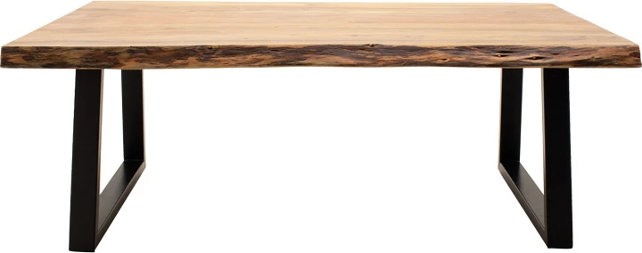 Tavolinë Miles, dru akacie i fortë, trashësi 3.7-4cm, ngjyrë natyrale, këmbë metali të zeza, 115x60x45cm