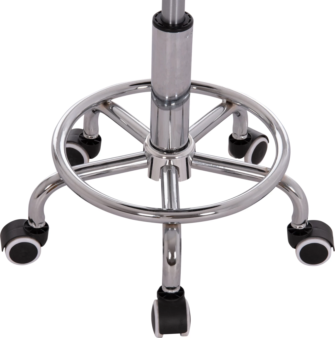 Stool rrotullues dizajneri për zyre IRIS FH211.21, lëkurë artificiale e zezë, 34x43x86.5cm, set prej 2 copash