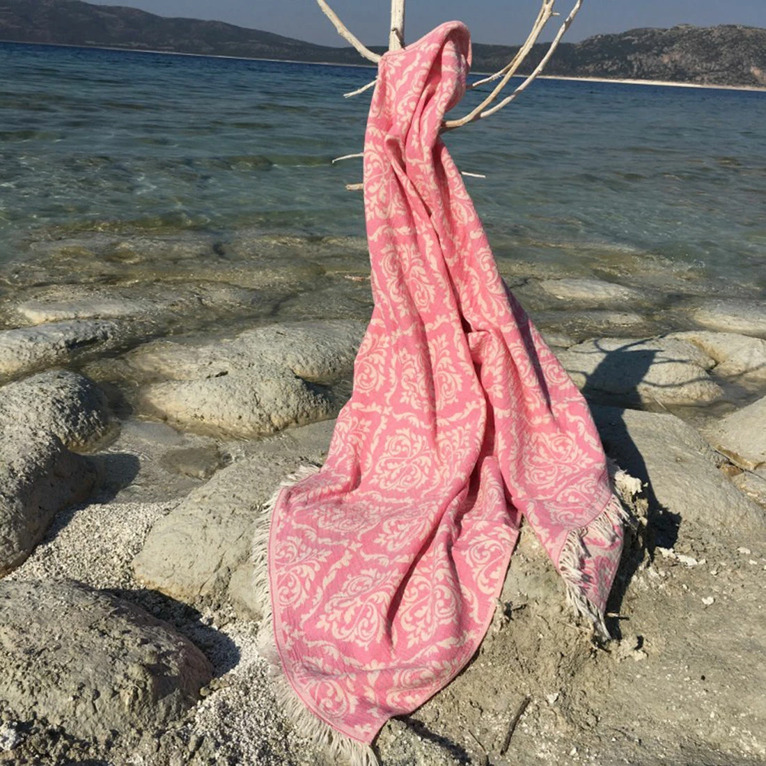 Peshqir plazhi Fouta, ngjyrë rozë, Mijölnir Barok, 90x170cm