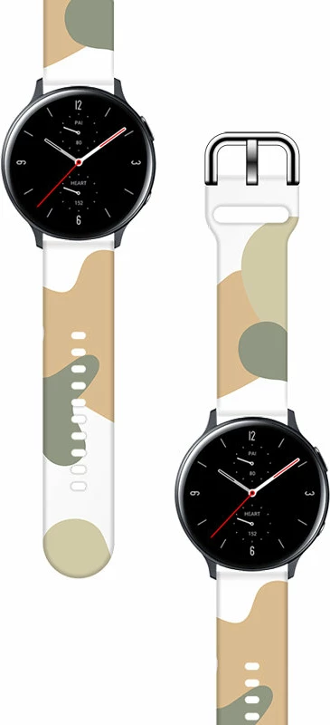 Rrip silikoni Hurtel Moro Band për Samsung Galaxy Watch 42mm, kamuflazh, Gjelbër/Portokalli/Bardhë