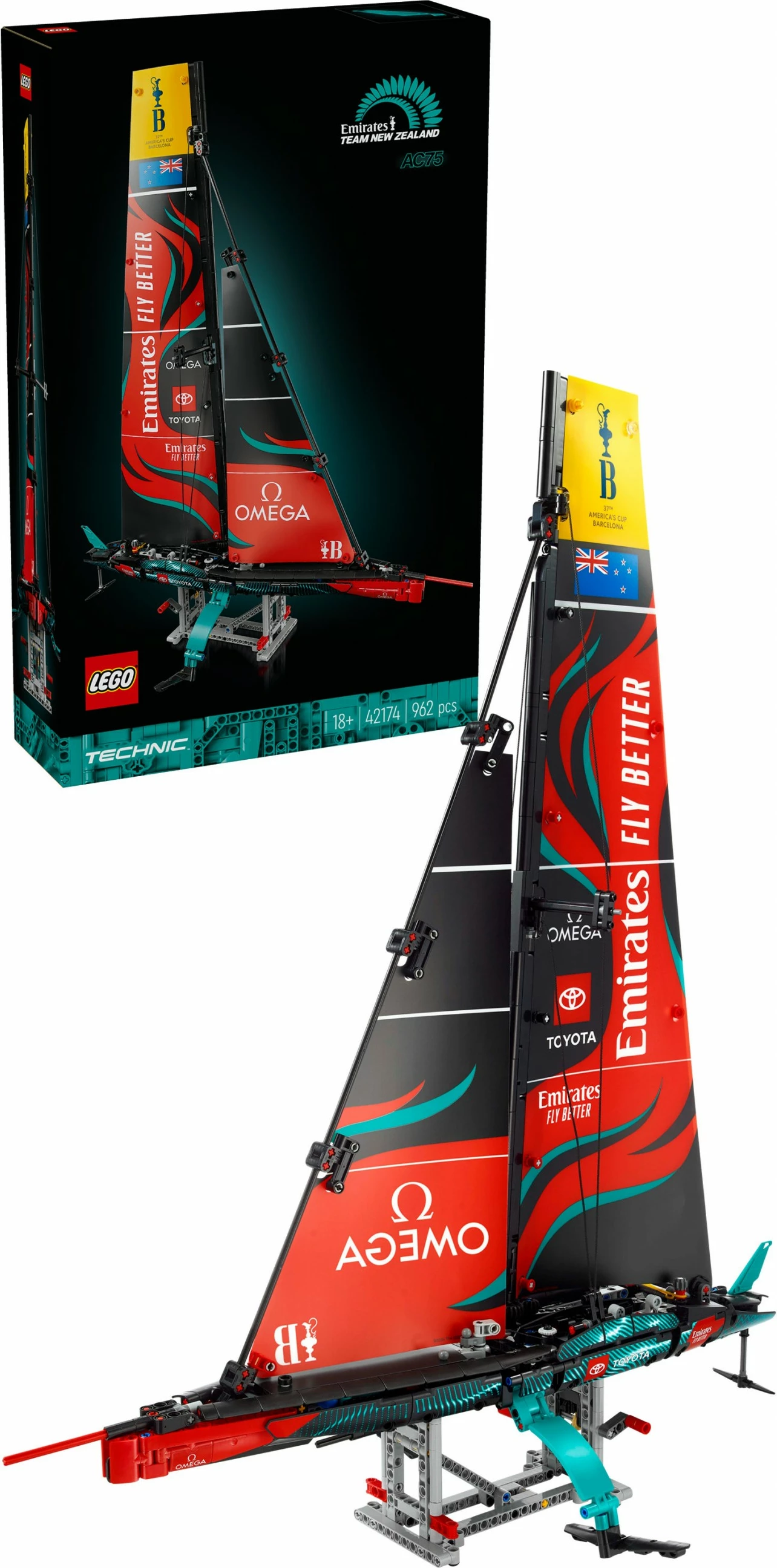 Set ndërtimi LEGO Technic Emirates Team New Zealand AC75, 962 pjesë, multingjyrësh