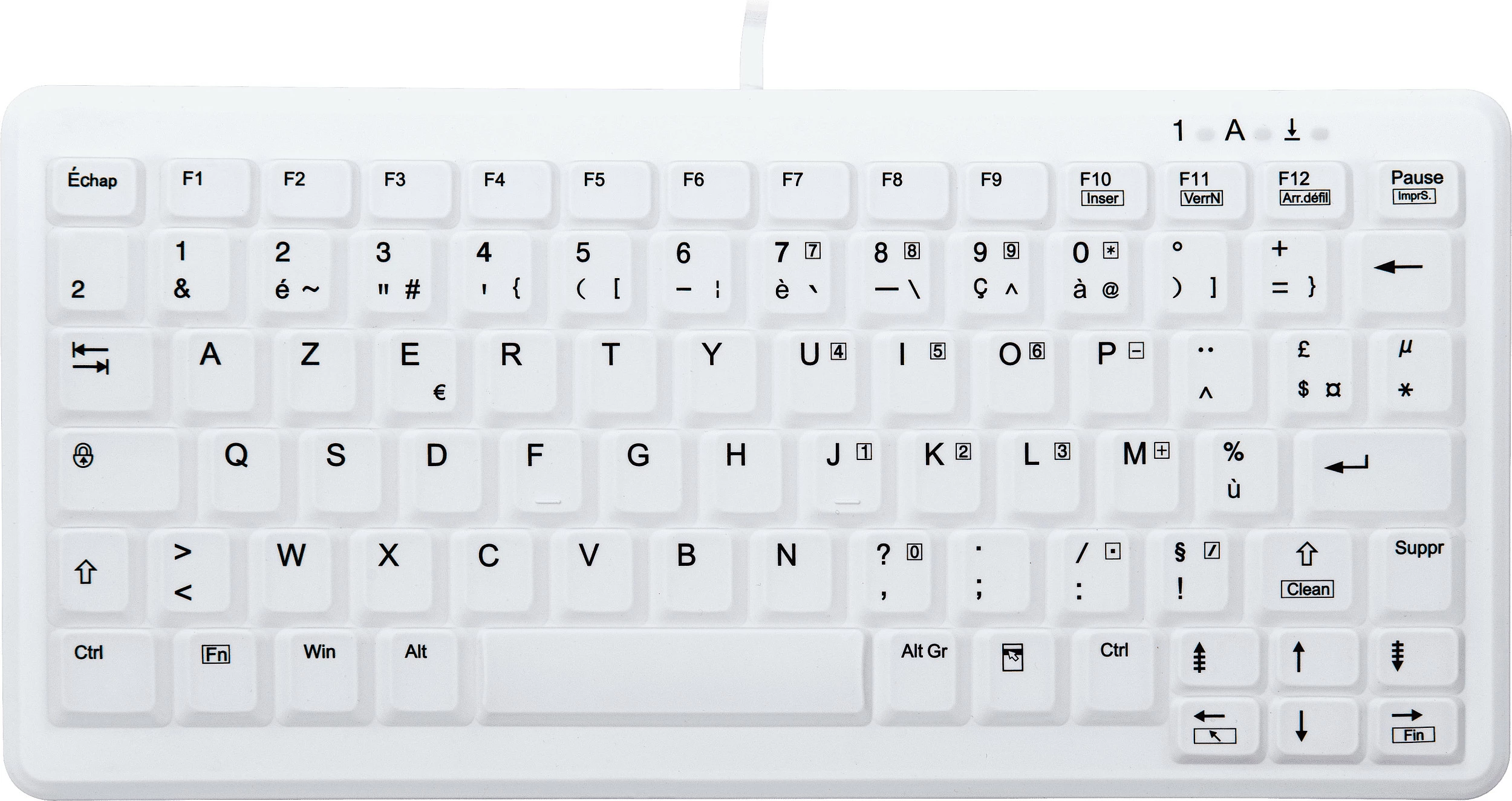 Tastierë higjienike Cherry AK-C4110 mini me kabllo USB, AZERTY (FR), e bardhë