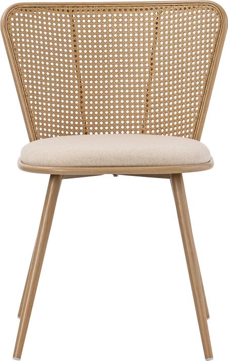 Karrige Daniele pe rattan, ngjyrë bezhë-metal natyral, 46.5x57.5x77.5cm