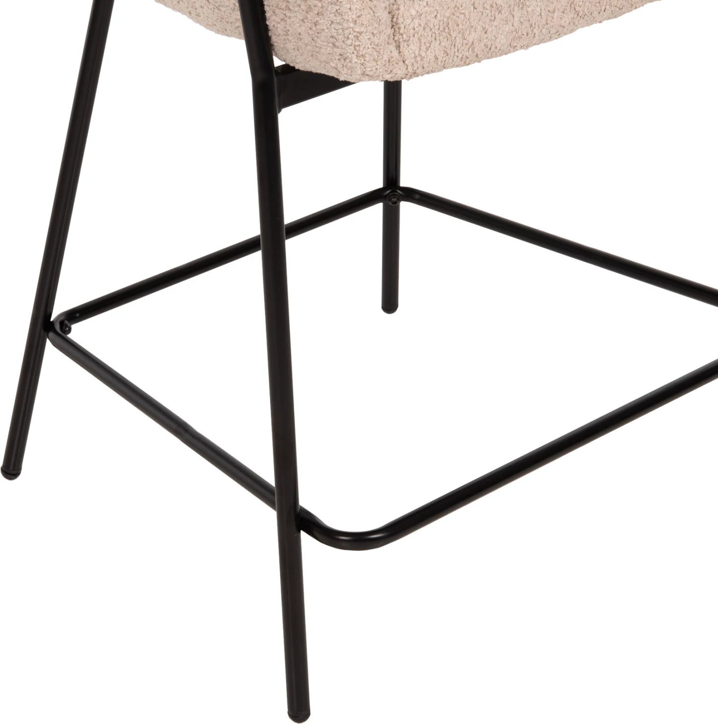 Karrige për bar mesatare WOLF FH8584.02, pëlhurë boucle ecru-këmbë metalike të zeza, 56x56x96Hcm., set prej 2 copë