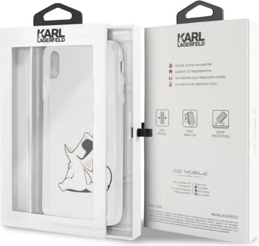 Mbështjellës Karl Lagerfeld Choupette Fun për iPhone XS Max, Transparent
