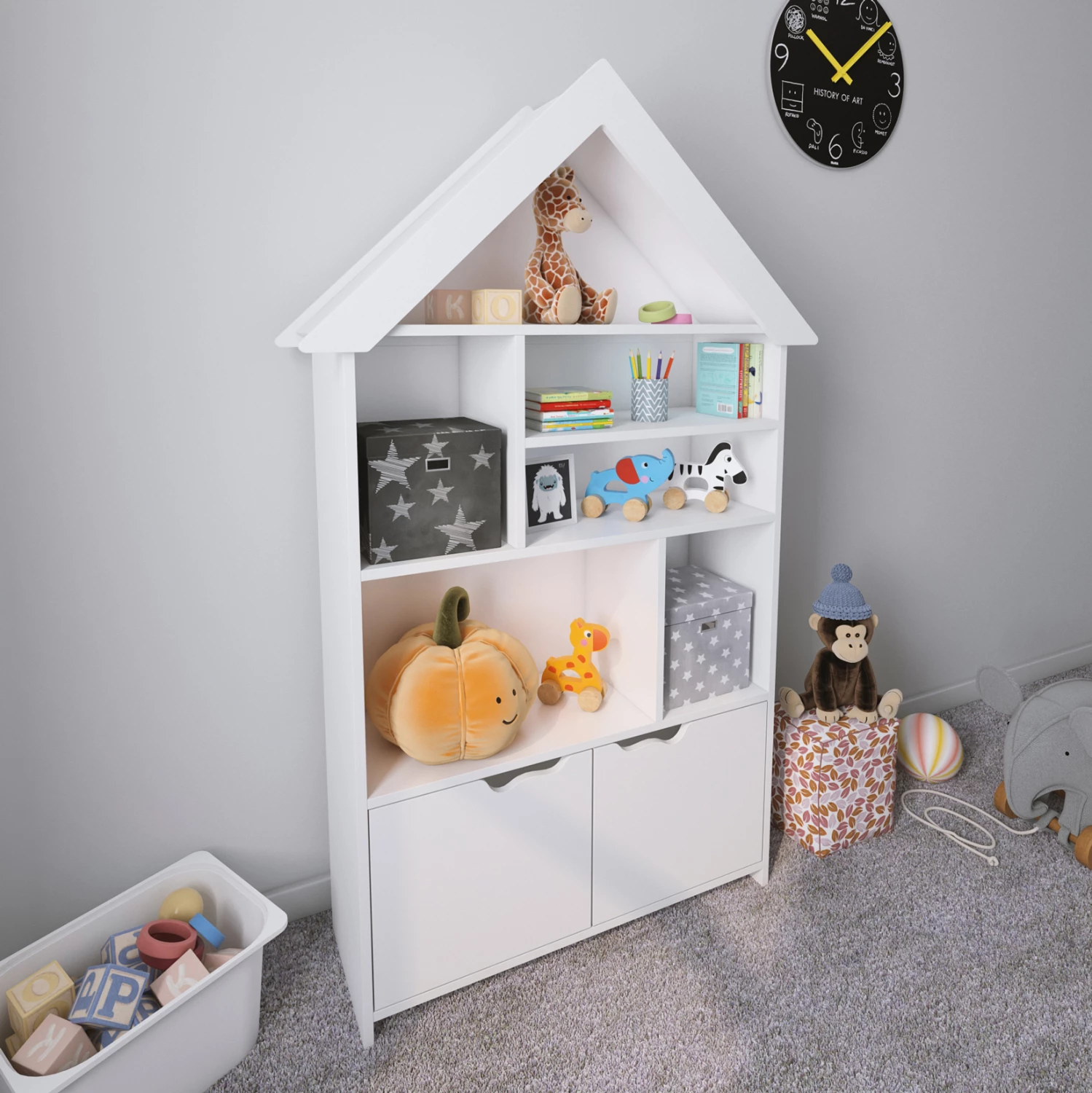 Raft librash për fëmijë, DREY, FH18229.01, melaminë, ngjyrë e bardhë, 103x33x169H cm