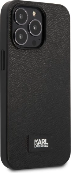 Mbështjellës Karl Lagerfeld KLHCP13LSFMP2K për iPhone 13/13 Pro, 6.1", Saffiano Plaque, i zi