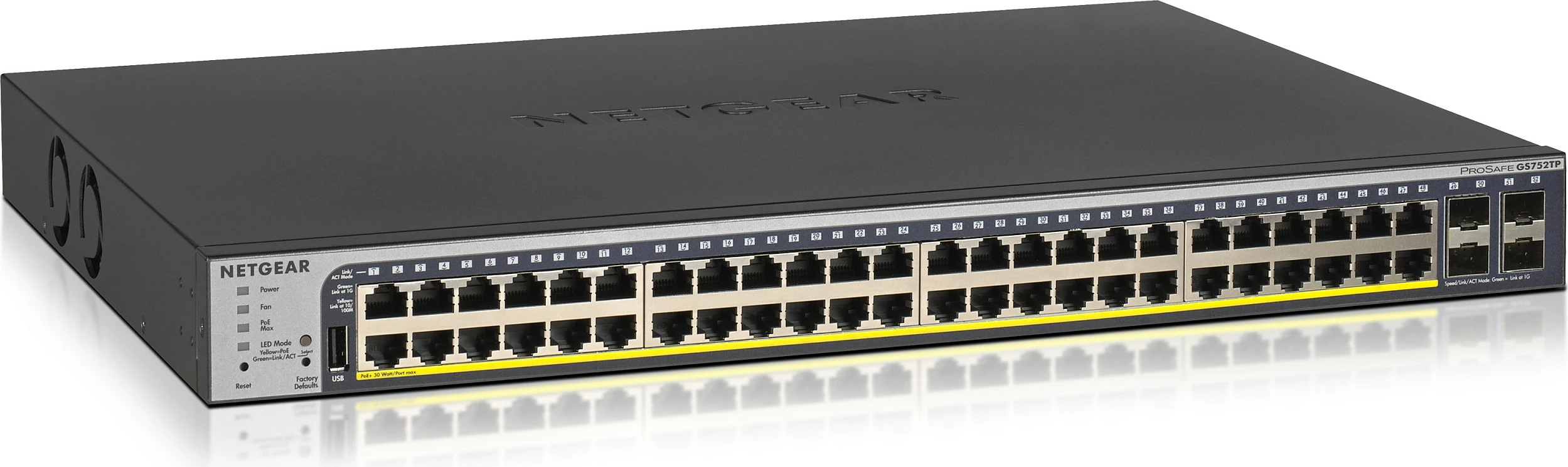 Switch NETGEAR Smart GS752TP, 48x Gigabit PoE+ 380W, 4x SFP, rack 1U, i zi