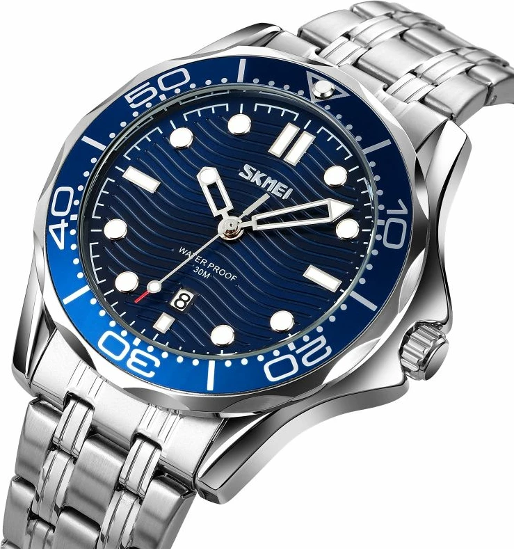 Orë dore për meshkuj Skmei, argjendtë/navy blue