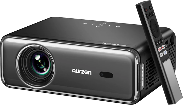 Projektor Aurzen Eazze D1 Pro Full HD 1080p, 4K support, 350 ANSI, Bluetooth, Dolby Audio, deri 200 inç, i zi
