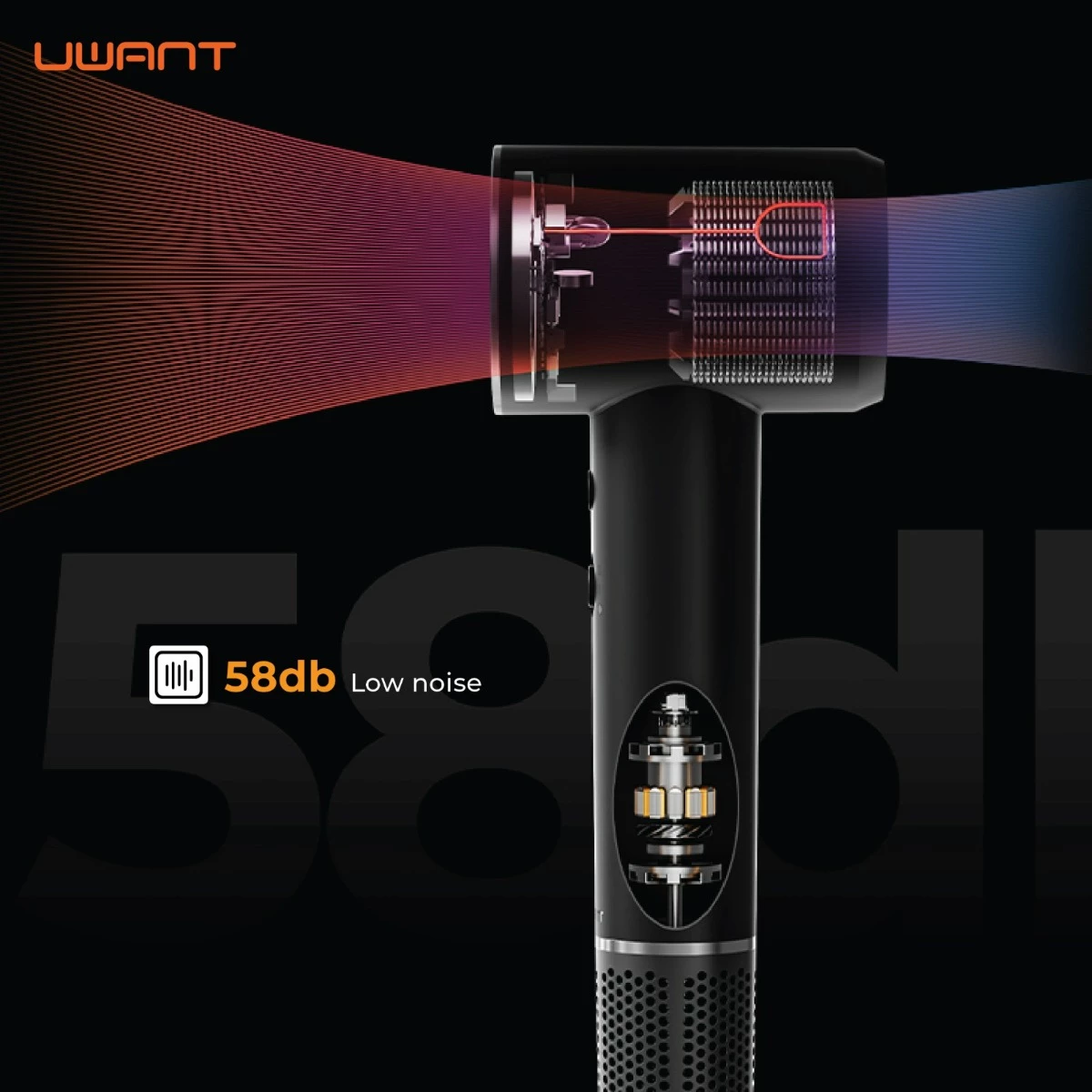 Tharëse flokësh Uwant H100 1500W me jone negative, Gold Pink