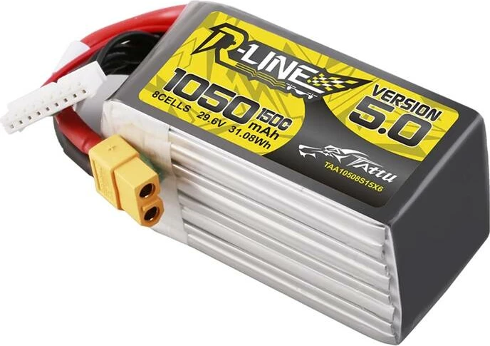 Bateri LiPo Tattu R-Line Version 5.0, 1050mAh, 29.6V, 8S, 150C, XT60