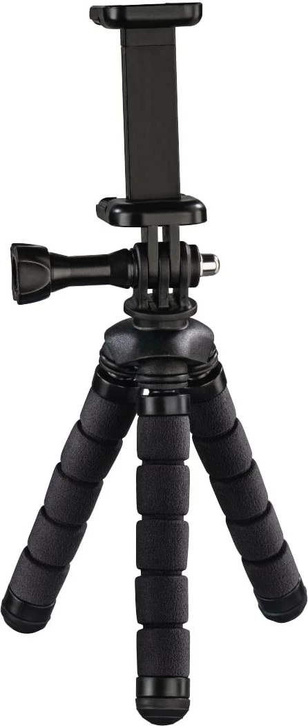 Tripod fleksibil Hama 2-në-1, 14cm, për smartfona dhe GoPro, zi