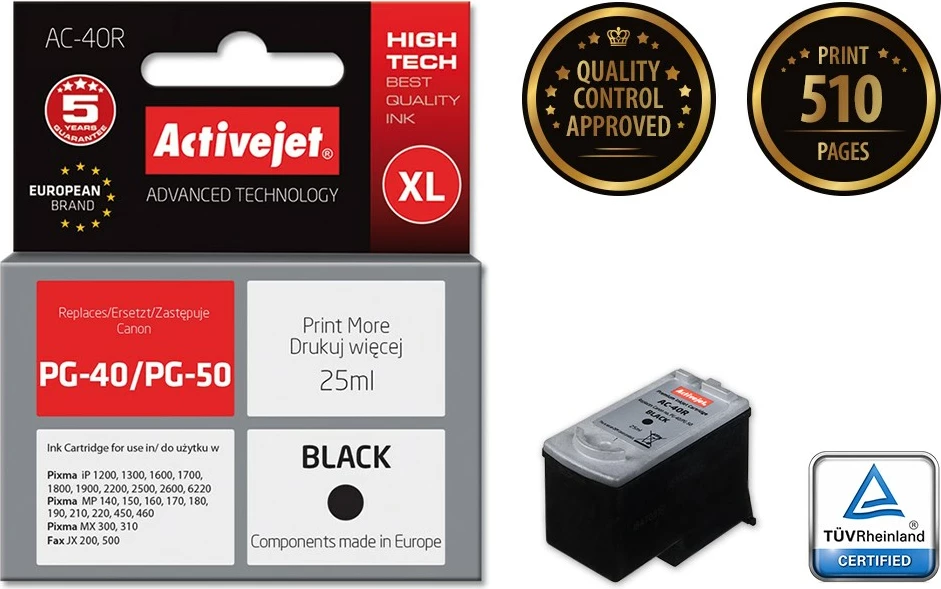 Ngjyrë zëvendësuese Activejet AC-40R për printer Canon, 25ml, e zezë