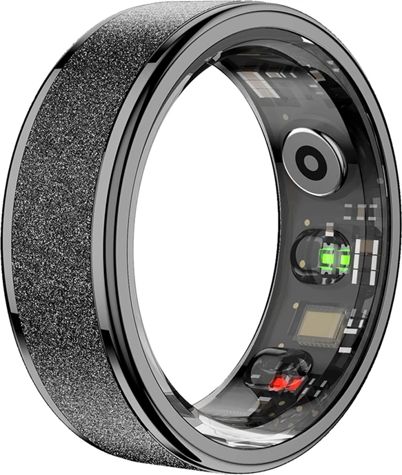 Unazë inteligjente, Colmi R10, diametër i brendshëm 18.3 mm, madhësi 8, Bluetooth 5.0, 5ATM, me kuti karikimi, e zezë