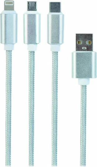Kabllo USB 3-në-1 Gembird CC-USB2-AM31-1M-S, 1m, argjendtë
