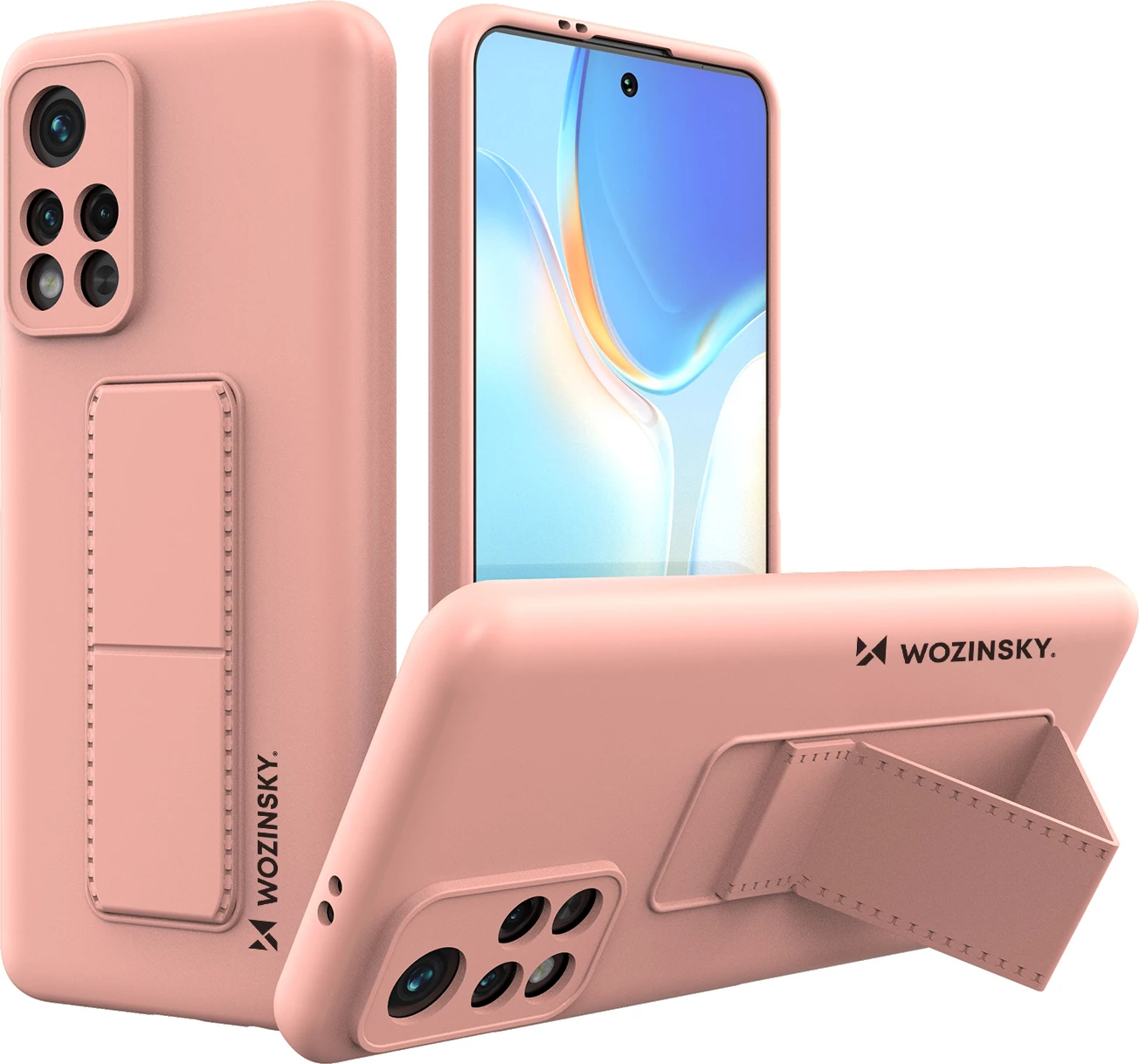 Mbështjellës Wozinsky Kickstand Case për Xiaomi Poco M4 Pro 5G, silikon, rozë