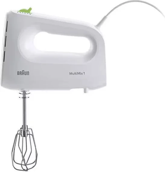 Mikser dore Braun HM1110WH 450 W, 4 shpejtësi + turbo, 2 rrahëse & 2 grepa, i bardhë