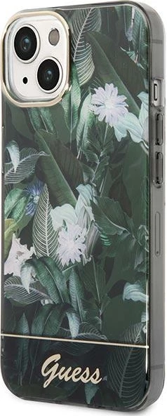 Mbështjellës Guess Jungle Collection për iPhone 14 Plus 6.7", i fortë, Gjelbër