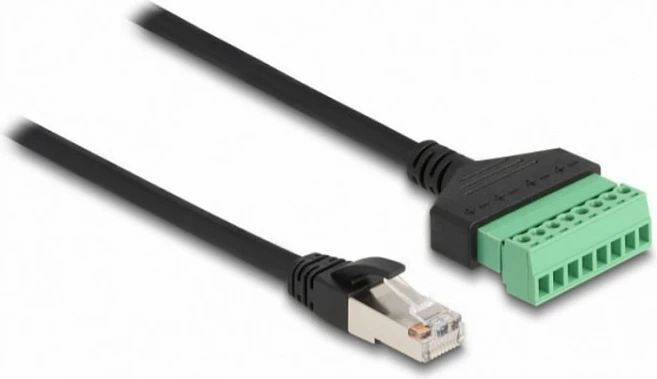 Kabllo rrjeti DeLOCK RJ45 Cat6 në Terminal Block, 0.3 m, U/UTP, AWG26, e zezë/jeshile