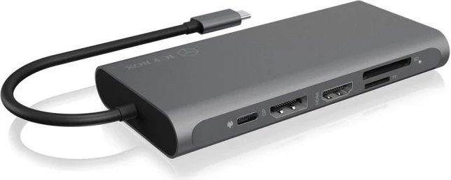 Stacion docking USB-C ICYBOX IB-DK4050-CPD 12-në-1 100W Power Delivery 3 ekrane 4K@60Hz antracit/zi