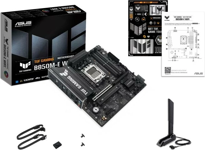 Pllakë amë, Asus TUF GAMING B850M-E WIFI, Socket AM5 AMD B850, mATX, 4x DDR5, PCIe 5.0, 3x M.2, WiFi 6E, 2.5GbE