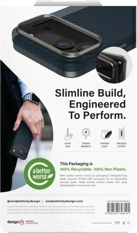 Mbështjellës telefoni UNIQ Keva EDGE Magclick Charging për iPhone Air, i zi